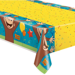 B077HZNRD1.jpg Curious George Plastic Table Cover - 54" x 84" Party Decor