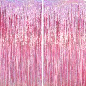 B0CYGVFTRZ.jpg Pink Tinsel Foil Fringe Curtains for Disney Princess Backdrop