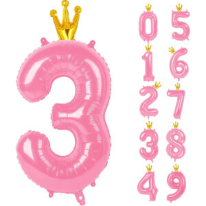 B0BRX8T1S5.jpg Pink 40-Inch Number 3 Balloon with Crown for Party Decor