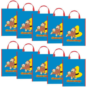 B00HV2LDE2.jpg Curious George Party Tote Bags for Kids - Set of 10