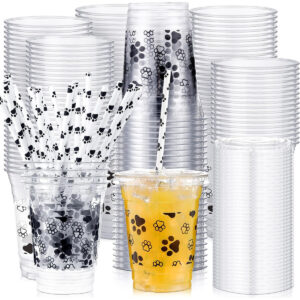 B0CMD6QJDC.jpg Dog Paw Print Disposable Cups with Lids & Straws, 50 Pack