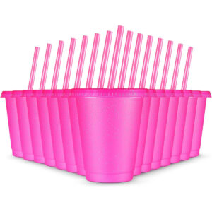 B0BZPHB61G.jpg 15 Pcs Reusable Glitter Tumblers with Straws for Barbie Party
