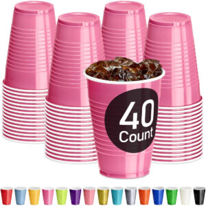 B07PGW7QBT.jpg DecorRack 12 oz Pink Plastic Cups for Barbie Party (40 Count)