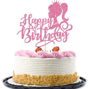 B0CJD8V49T.jpg Pink Barbie Theme Happy Birthday Cake Topper for Parties