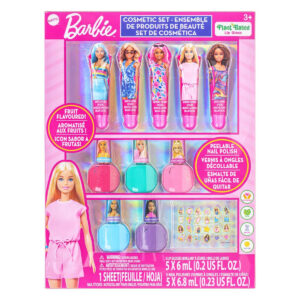 B0FH3YCMTR.jpg Barbie Cosmetic Makeup Set for Kids: 11-Piece Party Activity