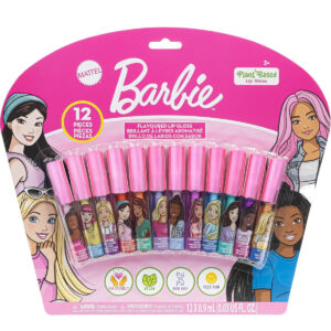 B0D268VNF8.jpg Barbie 12-Piece Plant-Based Lip Gloss Set for Kids Parties
