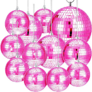 B0BQBWZWQB.jpg 12-Pack Pink Disco Ball Set for Barbie Themed Party Decor