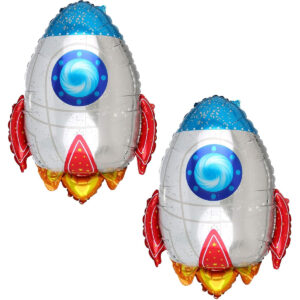 B07SR5K3T8.jpg Rocket Shaped Mylar Foil Balloons for Space Theme Party Decor