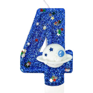 B0DPMVR5QQ.jpg Spaceship Number 4 Birthday Candle for Space Theme Parties