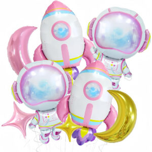 B0DSNPTK1F.jpg Astronaut Rocket Balloon Set for Girls Space Birthday Party