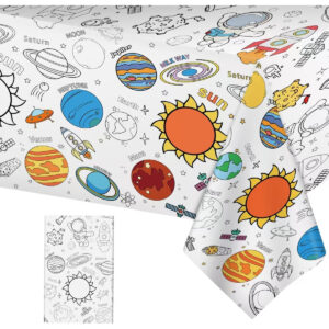 B0DZXSS3Y6.jpg Large Outer Space Coloring Tablecloth: Solar System Activity