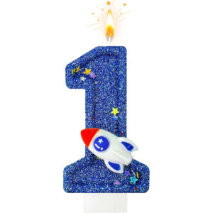 B0G3M9KXP8.jpg Astronaut Number 1 Birthday Candle for Space Themed Cakes