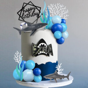 B0BZYH52GM.jpg 23-Piece Shark Cake Topper Set for Ocean Theme Birthday Parties