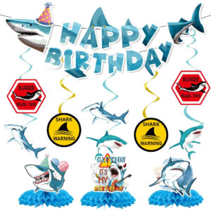 B0D6FNGPFR.jpg Shark Birthday Party Decorations: Under the Sea Theme Set