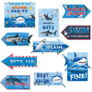 B0BX94P8HT.jpg Shark Birthday Party Table Decorations - 10Pc Ocean Sign Set