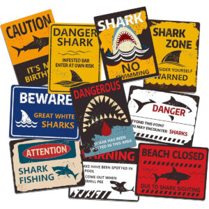 B07WZZJDV5.jpg Shark Zone Party Wall Decorations for Ocean Birthday Decor