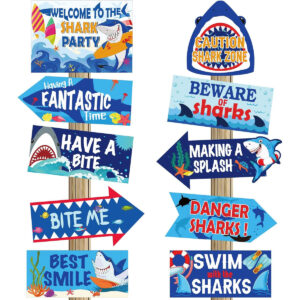 B09P18GYS3.jpg 20-Piece Shark Party Table Signs for Ocean Theme Birthdays