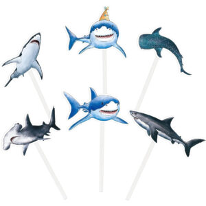 B0BYJJ4S4W.jpg 36-Piece Shark Cupcake Toppers for Ocean Birthday Party Decor