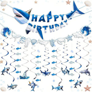 B0FZGQ59WD.jpg Shark Birthday Party Decorations: Ocean Theme Backdrop & Decor