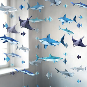 B0DSPNR3B3.jpg Cheerland Shark Party Decorations: Under the Sea Garland Set