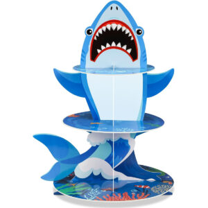 B0BWHJZPR8.jpg 3-Tier Shark Cupcake Stand for Under the Sea Birthday Parties