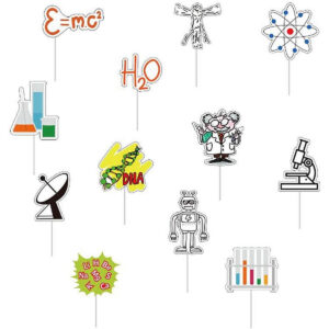 B087499ZTX.jpg 24pcs Science Theme Cupcake Toppers for Birthday Party Decor