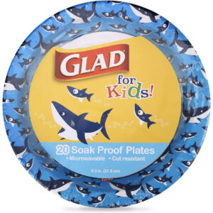 B0883SNHJ1.jpg Glad for Kids Shark Paper Plates - Heavy Duty 8.5 Inch Plates