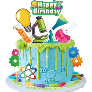 B0CCR8CCNT.jpg JUYRLE Science Cake Toppers: 21Pcs Chemistry Party Decorations