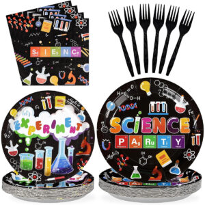 B0D7CKB8BB.jpg Grencian Science Party Supplies: Disposable Tableware for 24