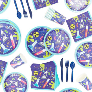 B07YFBT2KP.jpg Science Birthday Party Supplies Kit: Plates, Cups & Napkins