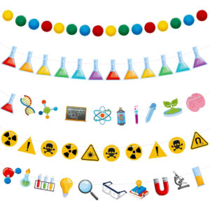 B0C1CDC42Y.jpg Science Theme Party Decorations: Hanging Garland & Banners