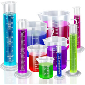 B076VKP4CP.jpg Teenitor Plastic Graduated Cylinder and Beaker Set 10-Piece