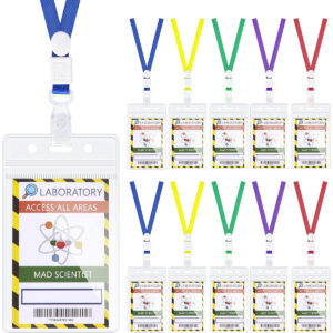 B09G5PNCHF.jpg 10-Piece Scientist Name Badge Set for Science Theme Parties