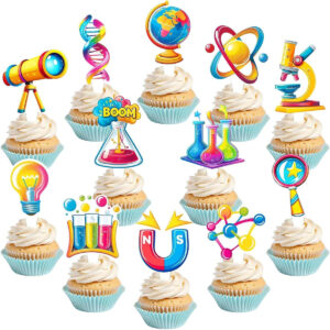 B0FKGJKWLH.jpg 48-Piece Science Cupcake Toppers for Science Theme Parties