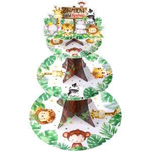 B0B8JN4NM3.jpg Nuenen 3-Tier Safari Cupcake Stand for Jungle Theme Parties