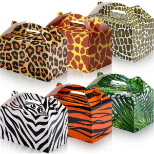 B09NQ4W1M5.jpg Safari Animal Print Gift Boxes for Kids Party Favors (24 Pack)