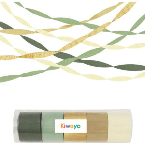 B0DBHBTRB7.jpg Sage Green and Gold Crepe Paper Streamers for Safari Party Decor