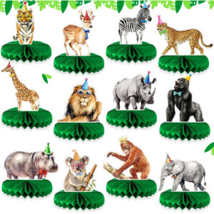 B0G3W5KXNT.jpg Safari Animal Honeycomb Centerpieces for Jungle Party Decor