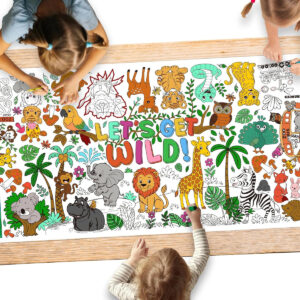 B0GJRSCRTQ.jpg Safari Jungle Coloring Poster 31.5x72" for Kids' Party Games