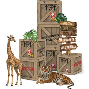 B0FBW381NQ.jpg Jungle Safari Party Decorations: Favor Boxes & Animal Cutouts