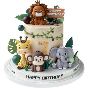 B0D4PB81KL.jpg 19pcs Safari Animal Cake Topper Set for Jungle Birthday Parties