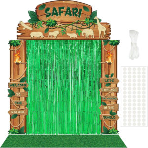 B0FXX8MGF3.jpg Safari Party Decorations: Jungle Backdrop & Porch Banners