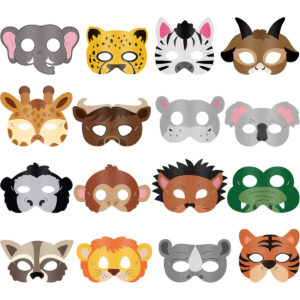 B07YCDSX9N.jpg 16 Pcs Safari Animal Masks for Jungle Theme Birthday Parties
