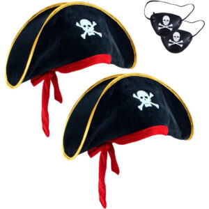 B07S2H59QY.jpg D-Fokes Pirate Hat with Skull Print for Costume Parties