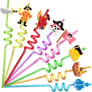 B0B55WQDPB.jpg 24 Pirate Party Reusable Plastic Straws for Birthday Supplies