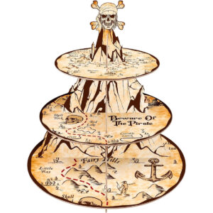 B0D66C7CKQ.jpg 3-Tier Pirate Treasure Map Cupcake Stand for Birthday Parties