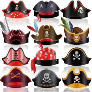 B0D66Z6QBV.jpg 48-Piece Pirate Hat Set for Kids Halloween and Party Games