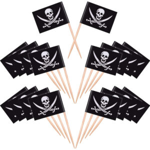 B07G8ZWTF4.jpg 100 Pirate Flag Toothpicks for Cupcake and Party Decorations