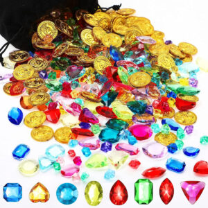 B09CKFDP12.jpg Pirate Treasure Party Favor Set with Jewels and Gold Coins