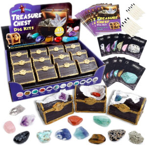 B0CBQK4YH1.jpg Treasure Chest Dig Kit: Pirate Gem Excavation Set for 12 Kids